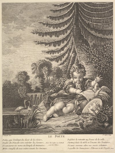 Digteren, ca. 1753. af Claude Augustin Duflos