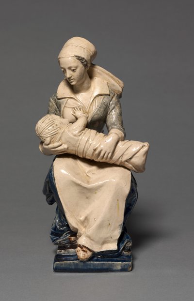 Sygeplejerskens figur, begyndelsen af 1600-tallet (fajance med emaljedekoration) af Claude Bertélémy de (attr. to) Blénod
