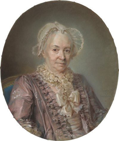 En ældre dame i en lilla silkekjole af Claude Bornet