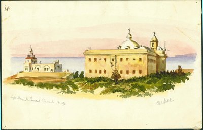 Light House and Convent, Carmel, 1873 (vi undrer blyant på papir) af Claude Conder