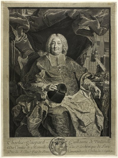 Portræt af Charles-Gaspard-Guillaume de Ventimiglia, ærkebiskop af Paris af Claude Drevet