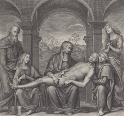 Kristus i graven, hvilende over Jomfruens skød, efter Perugino, ca. 1685-1727. af Claude Duflos