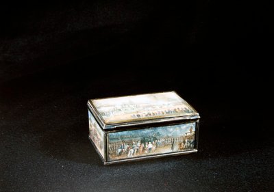 Louis XVI og hans familie ankom til Paris den 6. oktober 1789 (olie & lak med vermeil) af Claude Edme Charles de Lioux de Savignac