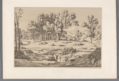 Landschap met gezicht op de berg Pentelikon Mount Pentelic (titel på objekt) Udsigt over de mest berømte steder i det antikke Grækenland (...) (serietitel) af Claude Félix Théodore Caruelle d
