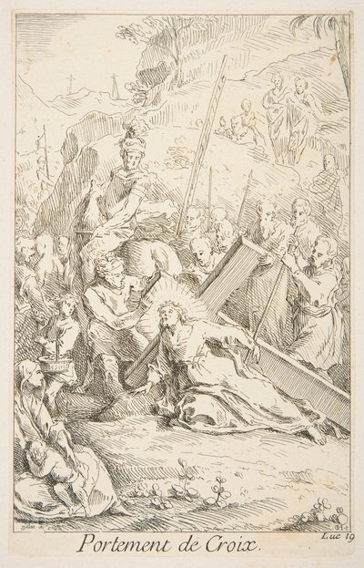 At bære korset.n.d. Skaber: Claude Gillot, Jacques Gabriel Huquier. af Claude Gillot, Jacques Gabriel Huquier
