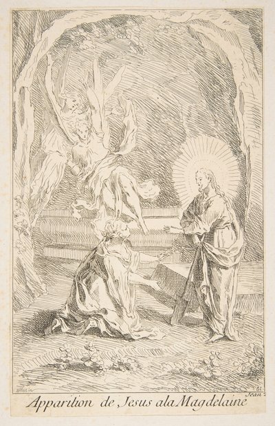 Kristus viser sig for Maria Magdalene.a.n.d. Skaber: Claude Gillot, Jacques Gabriel Huquier. af Claude Gillot, Jacques Gabriel Huquier