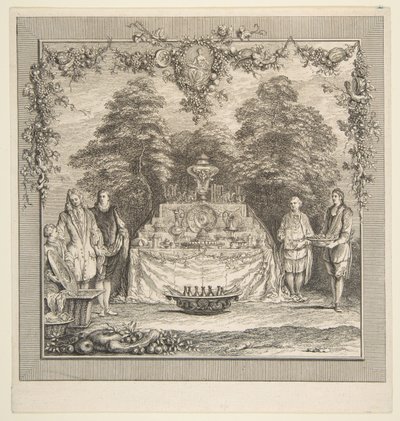 Snacket tilberedt i en have.n.d. Skaber: Claude Gillot, Jacques Gabriel Huquier. af Claude Gillot, Jacques Gabriel Huquier