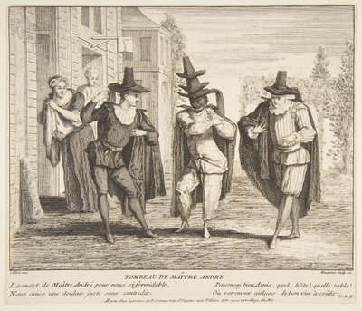 Maitre Andre.n.d.s død. Skaber: Claude Gillot, Jacques Gabriel Huquier. af Claude Gillot, Jacques Gabriel Huquier