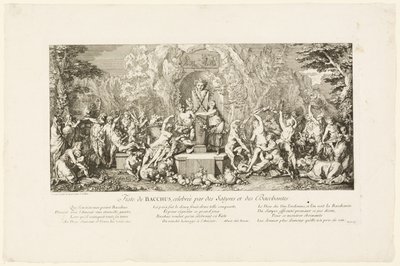 Bacchus-festival fejret af satyrer og bacchanter af Claude Gillot