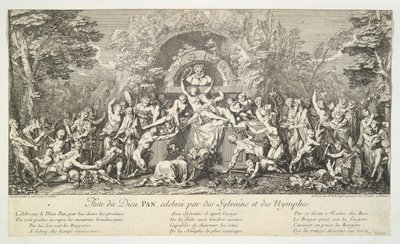 Fest for guden PAN, fejret af Sylvains og nymfer af Claude Gillot