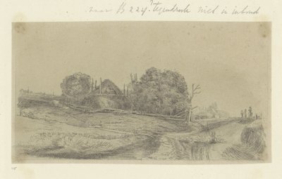 Landskab med en høstak og en flok får Recueil de quatre-vingt-cinq estampes originales (serietitel) af Claude Henri Watelet