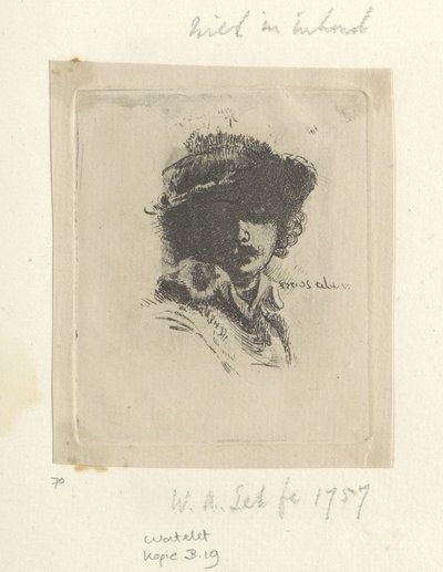 Zelfportret sætter Saskia: alleen Rembrandt Samling af 85 originale tryk (serietitel) af Claude Henri Watelet