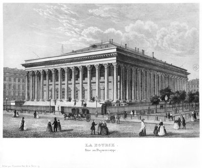 Børsen og Handelsretten, Paris, efter en daguerreotypi, c.1840 af Claude Hilaire Alphonse Chamouin