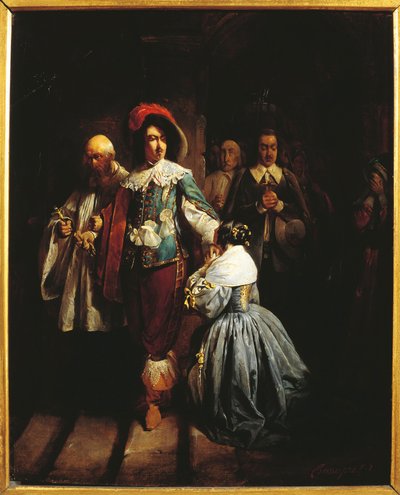Charles I af England (1600-1649) Bliver ført til døden. (olie på lærred) af Claude Jacquand