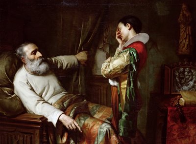 De sidste øjeblikke af Christopher Columbus, 1870. af Claude Jacquand