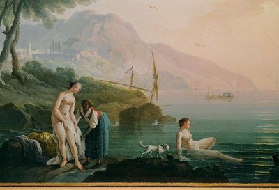 Badende piger ved kysten ... (maleri på lærred) af Claude Joseph Vernet