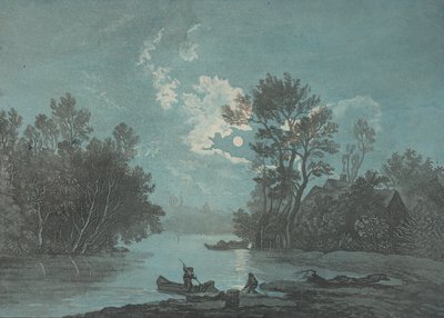 Fishermen by Moonlight, ca. 1750-1800. af Claude Joseph Vernet