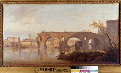 Le Ponte Rotto et Rom-maleri af Joseph Vernet (1714-1789) 1700-tallet søn. 0,4x0,77 m . af Claude Joseph Vernet