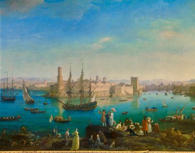 Marseilles indsejling i 1754. Maleri af Joseph Vernet (1714-1789) detaljer af Claude Joseph Vernet