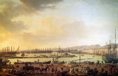 Udsigt over havnen i Toulon Maleri af Joseph Vernet (1714-1789) Paris fra det 18. århundrede, Musee de la Marine af Claude Joseph Vernet