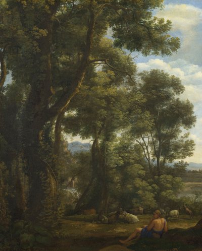 "Landscape with a Goatherd and Goats" (Landscape with a Goatherd and Goats) Maleri af Claude Lorrain (1600-1682) ca. 1637 Olie på lærred Dim 52x42 cm National Gallery, London af Claude Lorrain