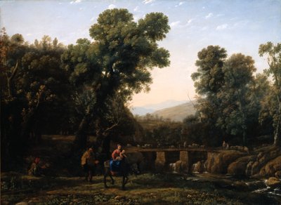The Flight Into Egypt (olie på lærred) af Claude Lorrain (1600 82)