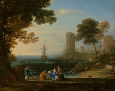 Kystudsigt med bortførelsen af Europa, ca. 1645 (olie på lærred) af Claude Lorrain