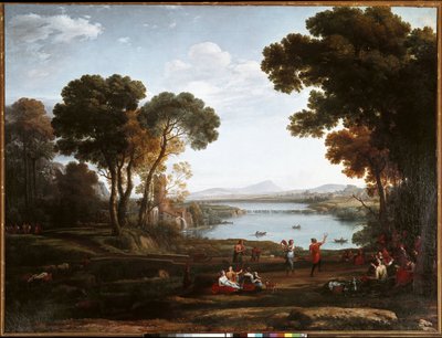 Landskab med dansende figurer (olie på lærred af Claude Lorrain
