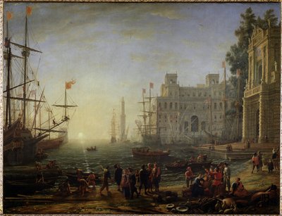Havn med en villa Medicis - Olie på lærred af Claude Lorrain