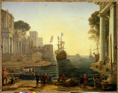 Ulysses giver Chryseis til sin far. Olie på lærred. Mål: 1,19 x 1,50 m. Maleri af Claude Gellee Dit Le Lorrain (1600-1682) af Claude Lorrain