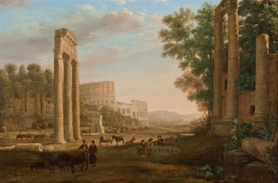 Capriccio med ruiner af Forum Romanum af Claude Lorrain