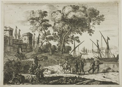 Kystscene med en kunstnertegning af Claude Lorrain