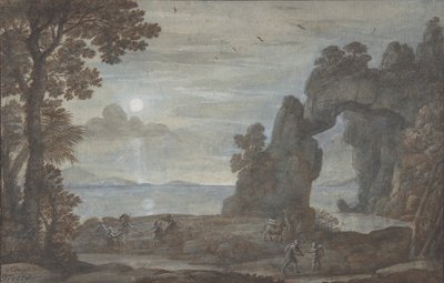 Kystudsigt med Perseus og korallers oprindelse, 1674. af Claude Lorrain