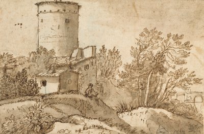 Gårdbygninger ved Tiberen, 1663 af Claude Lorrain