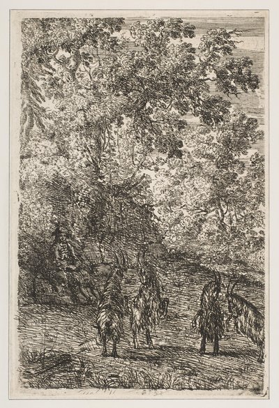 Fire geder venstre sektion af gederne, ca. 1630-33. af Claude Lorrain