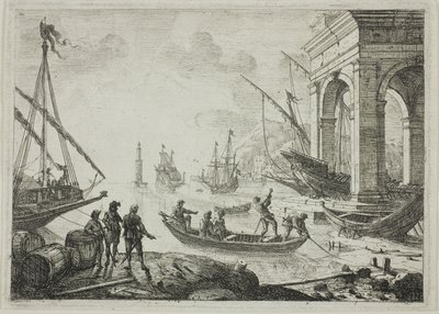 Havnescene med et fyrtårn af Claude Lorrain