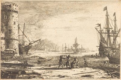 Havn med et stort tårn af Claude Lorrain