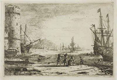 Havn med et stort tårn af Claude Lorrain