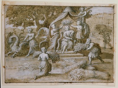 Hyldest til Ceres (blæk på papir) af Claude Lorrain