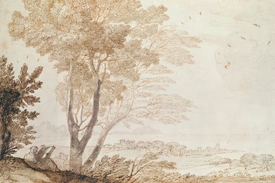 Landskab (pen og blæk på papir) af Claude Lorrain