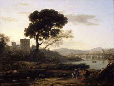 Landskab nær Rom med udsigt over Ponte Molle, 1645. af Claude Lorrain