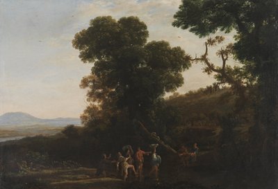 Landskab med skikkelser, der vader gennem en strøm, 1636-1637 af Claude Lorrain
