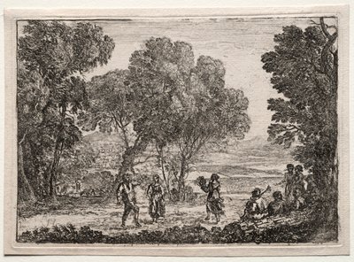 Landskab med en lille tallerken med countrydans, ca. 1637. af Claude Lorrain