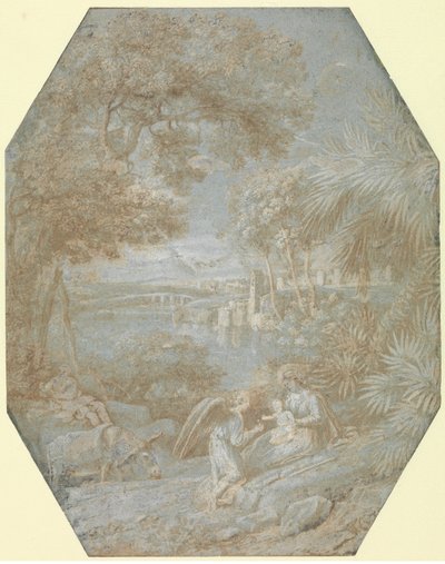 Landskab med resten på flugten til Egypten, 1645. af Claude Lorrain
