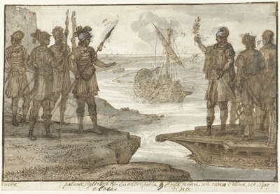 Møde Aeneas med Pallas, søn af Eander (Evander) af Claude Lorrain