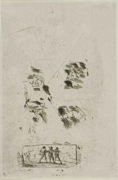 Studer til en Scene med Brigands af Claude Lorrain