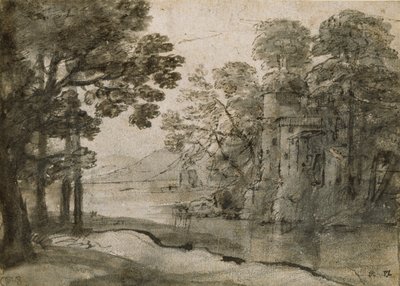 Vandmølle blandt træer, c1635-1638 af Claude Lorrain