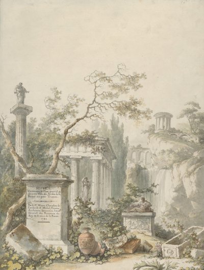 Design til en frontispice, 1782. af Claude Louis Chatelet
