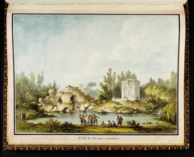 Udsigt over Belvedere og klippen, fra Recueil des plans du Petit Trianon af Richard Mique (1728-94) af Claude Louis Chatelet