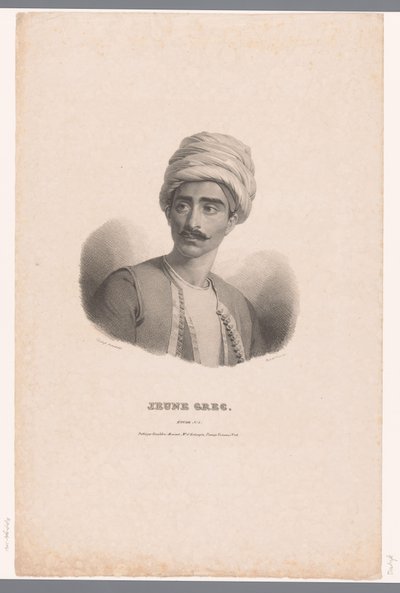 Portræt af en græsk ung mand Jeune Grec (titel på objekt) Etudes (serietitel på objekt) af Claude Marie Dubufe